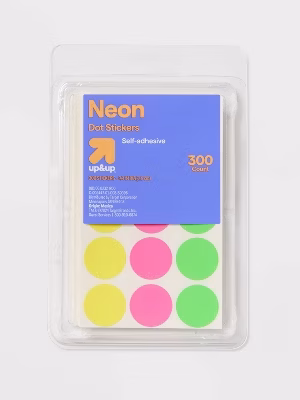 Up&Up Neon Dot Stickers 300‑ct